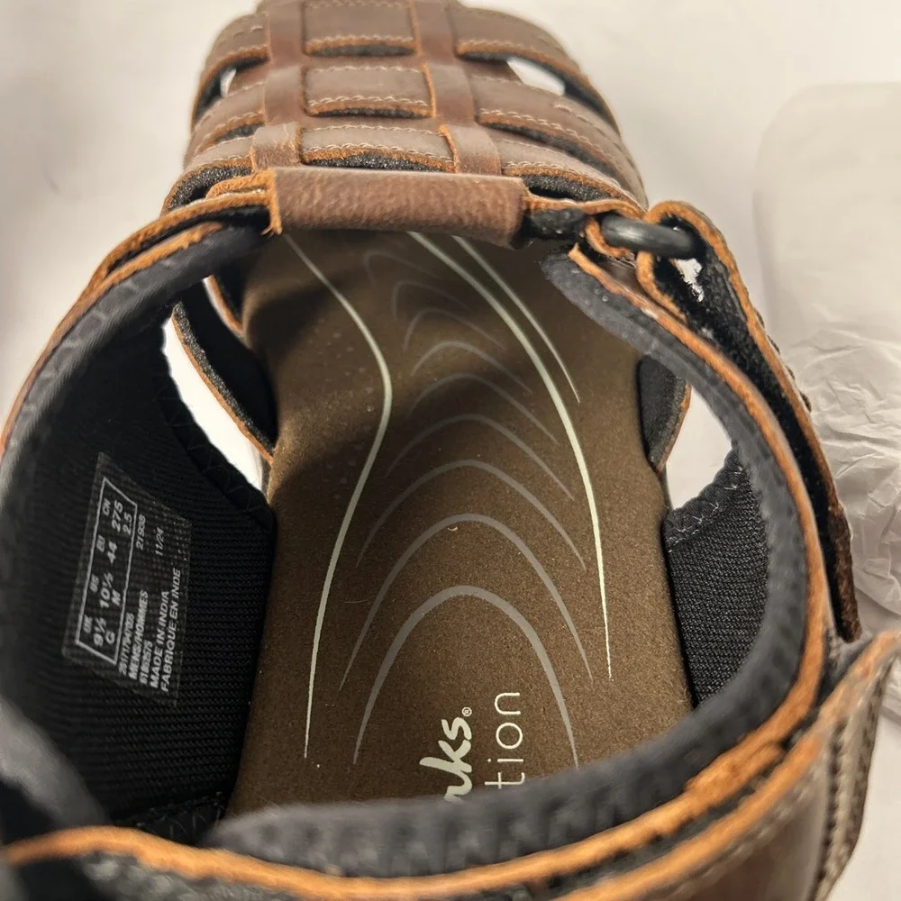 Mens Clarks Walkford Fisherman Sandal - Brown Leather, Size 10.5 US 261717947095